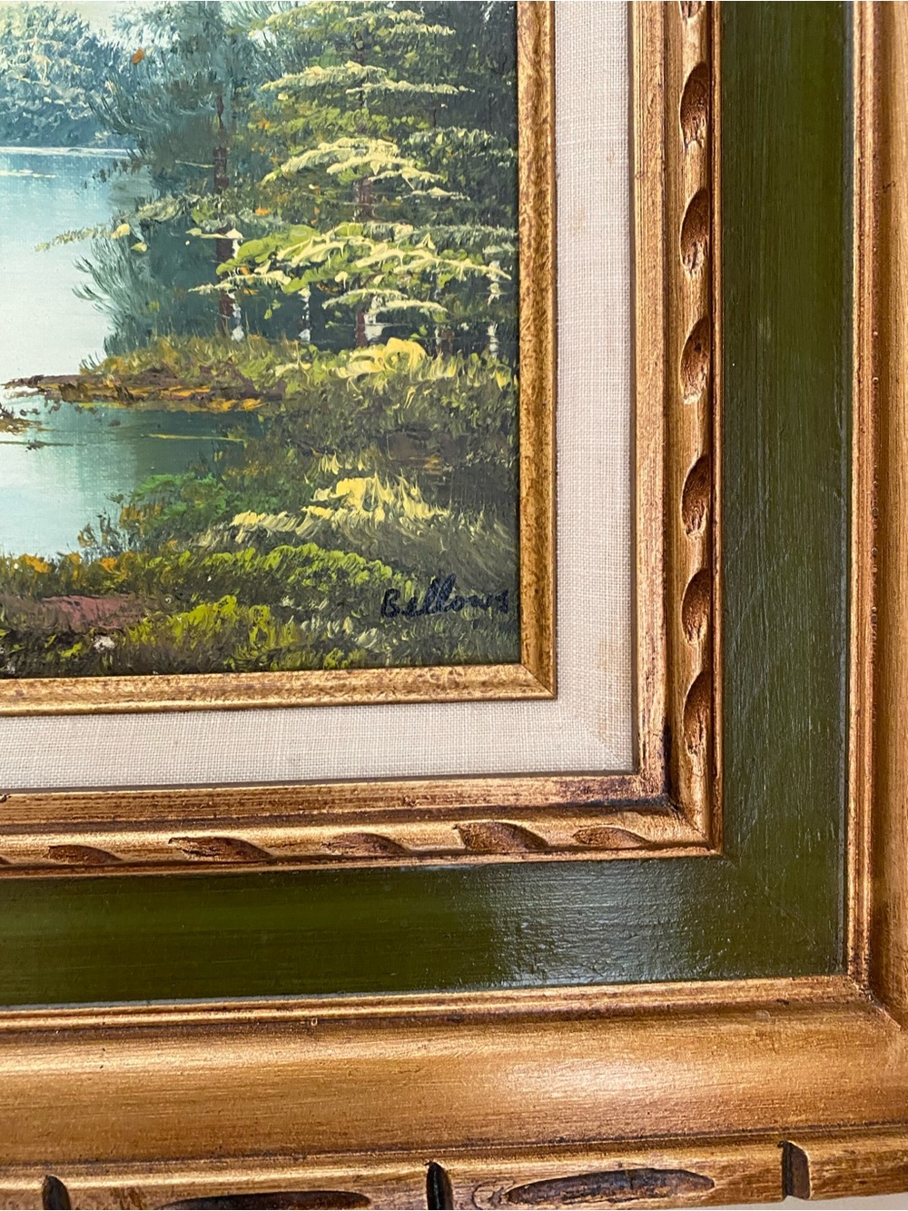 Original Framed Mountain Lake Landscape oil Painting - Picture 5 of 7
